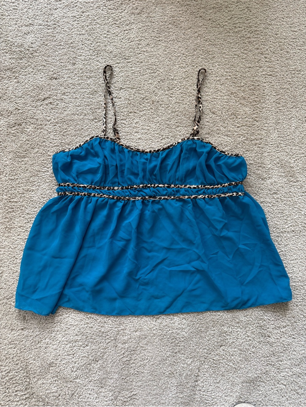 Secret Treasures Teal Blue Braided-Trim Spaghetti Strap Camisole